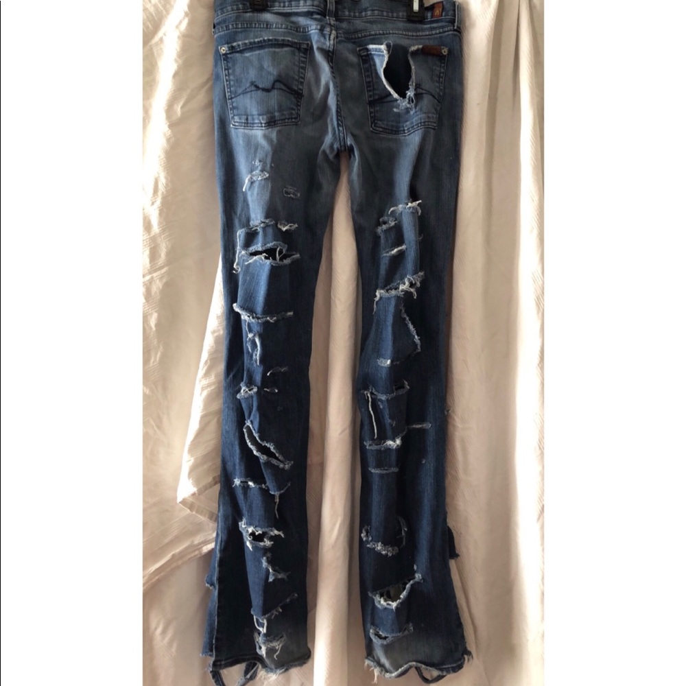 7 for All Mankind Distressed Denim Jeans, Size 32 - Picture 7 of 9